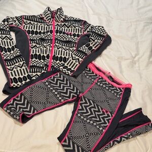Kari Traa Black and Pink Patterned Set